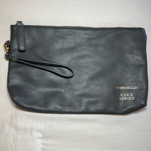 Fawn Design Cara Loren Gray Faux Leather Clutch Zipper Pouch